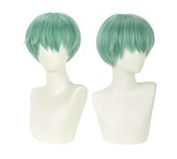 Men's Anime Short Green Cosplay Wig,Unisex Short Layered Synthetic Accessory Hair Wig+Hair Cap for Cosplay Halloween Costume