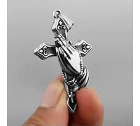 Men's Ankh Cross/Viking Odin Anchor/North Star Compass Pendant Necklace Gift-Style 1- Praying Hand Cross