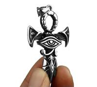 Men's Ankh Cross/Viking Odin Anchor/North Star Compass Pendant Necklace Gift-Style 2- Ankh w. Eye of Horus