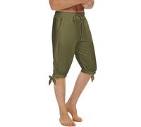 Men's Ankle Banded Pants Medieval Viking Navigator Pirate Costume Trousers Renaissance Gothic Pants, Army Green-short, XL