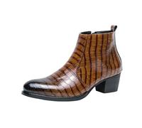 Men's Ankle Boots Ankle Boots Casual Boots Oxford Shoes High Top Leather Boots Classic Business Shoes Suit Boots with Heel Elegant Leather Shoes with Side Zip, brown, 7 UK