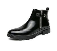 Men's Ankle Boots Classic Elegant Leather Boots Short Boots with Side Zip Non-Slip Boots Ankle High Boots High Top Business Shoes Comfort Suit Shoes Vintage Leather Shoes, black, 7 UK