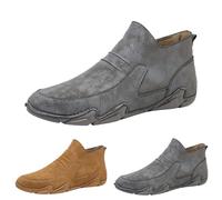 Men's Ankle Boots, Lined, Elegant with Short Heel, Comfortable Pointed Ankle Boots, Simple Boots, Low Casual Boots, Plain Flat Shoes, Western Boots, Size 38-48, gray, 9 UK