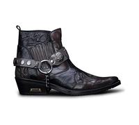 Mens Ankle Cowboy Boots Premium Real Leather Vintage Wincklepickers Riding Dancing Boots Cuban Heel - Grey 11