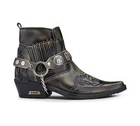 Mens Ankle Cowboy Boots Premium Real Leather Vintage Wincklepickers Riding Dancing Boots Cuban Heel - Olive Black 9