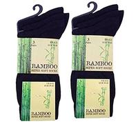 Mens Anti-Bacterial Bamboo Super Soft Work/Casual Socks Fashion Colours Mix Assorted (6 Pairs, Black)