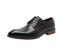 Mens Anti Slip Business Dress Shoes PU Leather Lace Up with Burnished Cap Toe for Professional Workplace Office and Indoor Safety(Negro,6 UK)