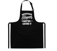 Mens Aprons for Cooking, Black Polyester Apron with Large Pockets, Durable Kitchen Apron for Men, BBQ, Baking, Gardening, Ideal Cooking Gifts for Men, Dad, Husband