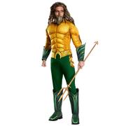 Mens Aquaman Costume Deluxe DC Universe Superhero Adult Fancy Dress Party Oufit