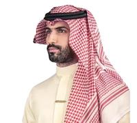 Mens Arab Scarf Bandana Muslim Hijab Headscarf Middle East Saudi Dubai Large Turban Head Band Desert Shawl Headwear Head Wrap Classic Arabian Head Cover Cap