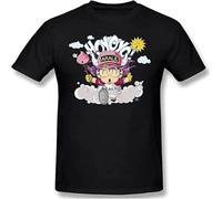 Men's Arale Foil Vintage Print Dr Slump Toriyama Manga 90s Cute Robot 80s T Shirt Street Fashion Casual Tee Black M