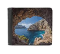 Mens Arch in Mallorca Spain Wallets Novelty PU Leather Wallet Extra Capacity Bifold Wallet with Multiple Card Slots