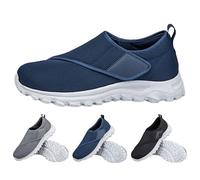 Men's Arch Support Slip-On Loafers Walking Supportive Comfortable Lightweight Soft Cushion Slip on Diabetic Shoes for Men,Blue,38 EU