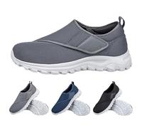 Men's Arch Support Slip-On Loafers Walking Supportive Comfortable Lightweight Soft Cushion Slip on Diabetic Shoes for Men,Grey,41 EU