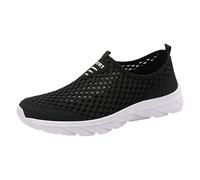 Mens Arch Support Slip On Trainers Mens Orthopaedic Walking Shoes Mesh Upper Workout Sneakers Summer Run Sneaker Lightweight Tennis Trainer Nurse Work Shoe Breathable Shock Absorbing Shoe Black