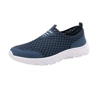 Mens Arch Support Slip On Trainers Mens Orthopaedic Walking Shoes Mesh Upper Workout Sneakers Summer Run Sneaker Lightweight Tennis Trainer Nurse Work Shoe Breathable Shock Absorbing Shoe Blue