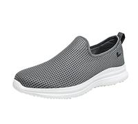 Mens Arch Support Walking Trainers Mens Slip On Breathable Mesh Trainers Summer Shallow Shoes Lightweight Tennis Shoes Outdoor Hiking Trainers Orthopedic Sport Sneakers Casual Nordic Shoe Dark Gray