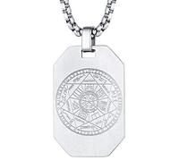 Men's Archangels Necklace Silver Plated Seals of Seven Days Guardian Angels Dog Tag Pendant Stainless Steel Talisman of Watchers Amulets Patron Saint of 12 Zodiac Sign Gift for Policemen