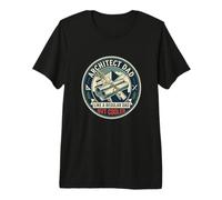 Mens Architect Dad Design Blueprint Building Father's Day Premium T-Shirt