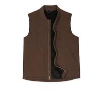 Men's Arctic Quilted Lined Duck Vest Washed Full Zip Up Utility Rugged Canvas Work Vest Jacket, Dark Brown, XL