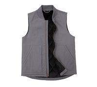 Men's Arctic Quilted Lined Duck Vest Washed Full Zip Up Utility Rugged Canvas Work Vest Jacket, Grey, L