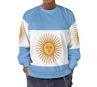 Men'S Argentine Republic National Flag Print Sweatshirt Jacket Pullover Outerwear Classic Round Neck Sweatshirt Raglan Sleeve Design Easy To Wear Comfortable Fit Elastic Fabric Outdoor Casual