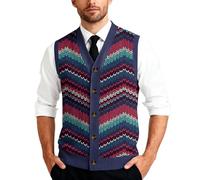 Mens Argyle Pattern Knitted Sleeveless V-Neck Sweater Vest Button Down Waistcoat Gilet Jumper Pullover Slim Fit Casual Formal Layering Piece For Office Daily Wear Autumn Winter Knitwear Gentlemen