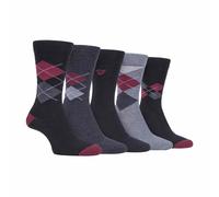 Mens Argyle Socks 5 Pair Pack Patterned Gentle Grip Top Cotton Rich Farah