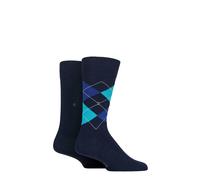 Men's Argyle Socks Burlington Cotton Diamond Everyday Black / Navy - 2 Pair Pack