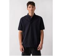 Men's Armani Exchange Mens Regular Fit Polo Shirt with Tone-On-Tone Allover Logo - Deep Navy UB101 - Black - Size: 40/Regular