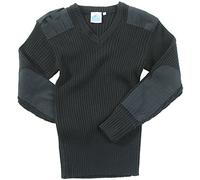 Mens Army Pullover Security Military Jumper Big Sizes Up To 4XL Knitted Sweater V Neck With Shoulder Epaulettes And Elbow Patches Larger Sizes (3X-Large, Black)