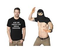 Mens Ask Me About My Ninja Disguise Flip T Shirt Funny Costume Graphic Humor Tee (Black) - XL