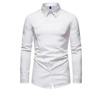 Men's Asymmetrical Dress Shirts Embroidered lapel Long Sleeve Regular Fit Stretch Clothes Men Longsleeve Shirt Men Casual Shirts Slim Fit Lapel Diagonal Buckle Design Men’S Performance Costume