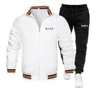 Mens Athletic 2 Piece Tracksuit Set Long Sleeve Hooded Sweatshirt and Sweatpants Set Hoodie Joggers Sets 2 Piece Fashion Sweatsuits for Men Sport Set Winter Warm Track Suits Xmas(White,S)