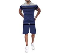 Mens Athletic 2 Piece Tracksuit Set Summer Outfit 2 Piece Set Short Sleeve T Shirts and Shorts Stylish Casual Sweatsuit Set Tropical Outfits Beach Sets