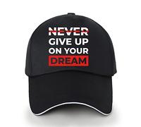 Men's Athletic Baseball Fitted Cap Plain Baseball Cap for Men - Classic 6 Panel Adjustable Sport Casual Sun Visor Hat (Never Give up)