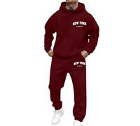 Men's Athletic Full-Zip Multi-Print Tracksuits Sports Casual Sweat Suit Slim Fit Warm Up Two-Piece Set Loungewear for Travel Running Jacket and Joggers Holiday Clothes (Red,L)