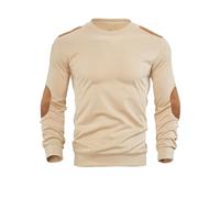 Men's Athletic Jumper Long Sleeve Cotton Sweatshirt with Elbow Patches Patchwork Pullover Mock Neck Cable Pattern Sweater Breathable Sweaters Autumn Gym Tops Knitted Streetwear
