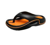 Men's Athletic Platform Flip Flops Chunky Sole Sport Sandals Neon Accent Recovery Thong Slippers for Pool Orange 4.5