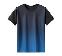 Mens Athletic Shirts Gradient Print Performance Gym Shirt Workout Tees Lightweight Crewneck T-Shirts for Running Gym Casual Work Soft Cozy Summer Tops Plus Size Pullover