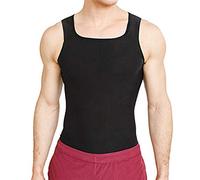 Men's Athletic Sleeveless Vest Tank Top Slimming Workout Compression Shirt to Hide Gynecomastia Moobs Chest Slimming Body Shaper Undershirt Fitness Vest Summer Tops with Anti-Odour Technology Black