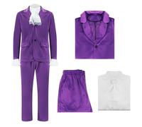 Mens Austin Swinger Powers Costume 60s Groovy Costume Suit Halloween Fun Fancy Dress Outfit Purple XL