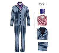 Mens Austin Swinger Powers Costume 60s Groovy Costume Suit Halloween Fun Fancy Dress Outfit Stripe 2XL