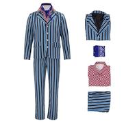 Mens Austin Swinger Powers Costume 60s Groovy Costume Suit Halloween Fun Fancy Dress Outfit Stripe M