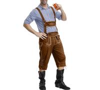 Men's Authentic Leather Lederhosen Pants Suspenders - Bavarian Oktoberfest Traditional German Costume for Beer Festival Celebrations