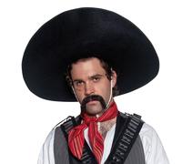 Mens Authentic Mexican Bandit Deluxe Fancy Dress Sombrero Black by Smiffys