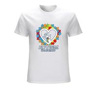 Men's Autism Awareness Heart Hand Puzzle Autism Mom Dad Wear Blue Shirts T-Shirts White XXL