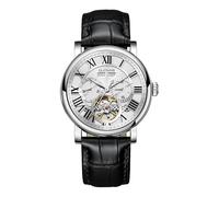 Men's Automatic Tourbillon Vintage Watch - Black Leather Strap, Skeleton Roman Dial, Day-Date Calendar, 30 ATM Waterproof, Luminous Hands - Classic & Fashion Watch for Men