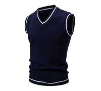 Men's Autumn And Winter Fashion Sweatshirt Patch Regular Edition Shoulder Sleeve Pullover Solid Color Sweater Top Winter Jacket for Men Wool (Navy, XL)