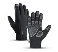 Men's Autumn and Winter Outdoor Cycling Gloves Warm Windproof Waterproof Touchscreen Wear Resistant (Black, L)
